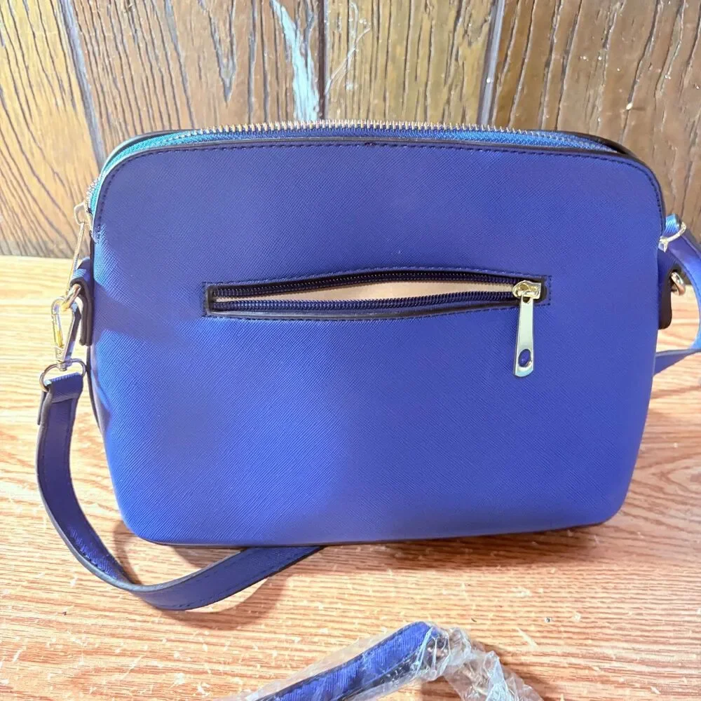 Michael Kors Cindy Crossbody Bag Blue Saffiano Leather Shoulder Purse